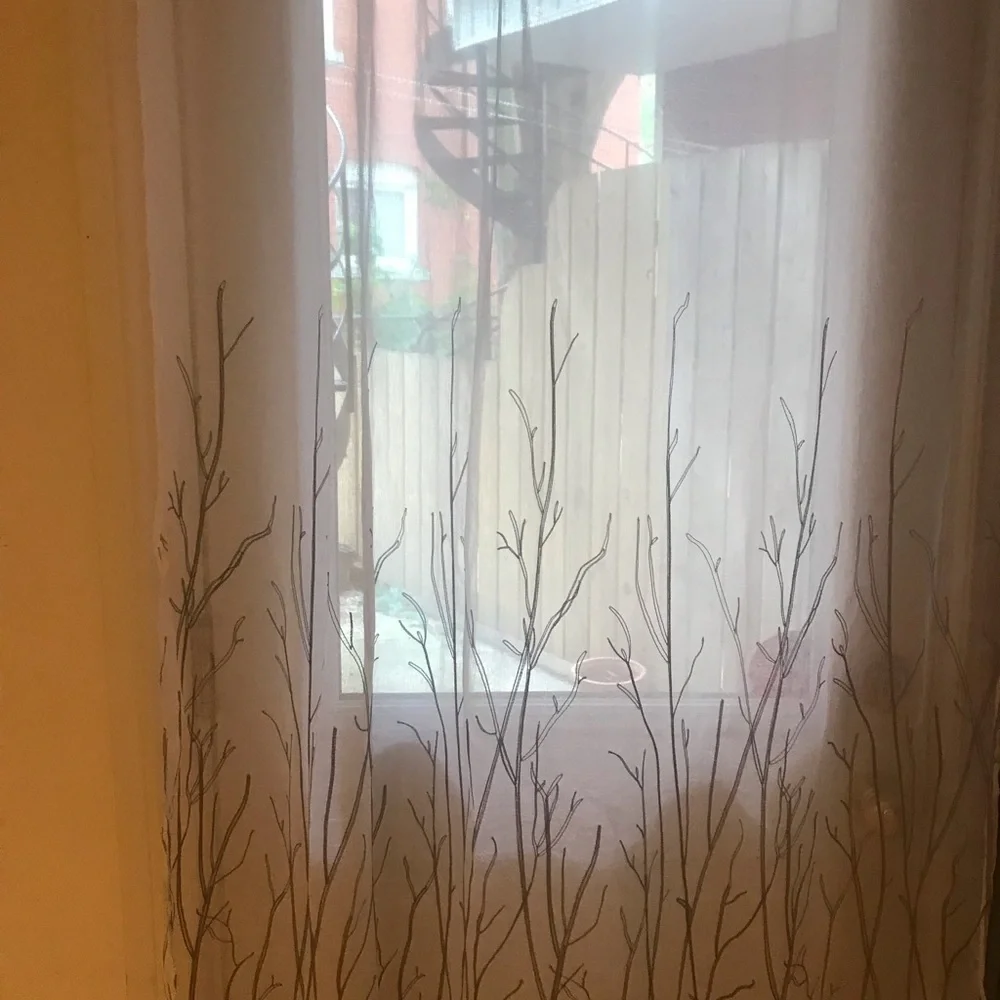 Shear 1 panel Curtains   White and grey nwot​​​​​​​​ - Picture 1 of 7